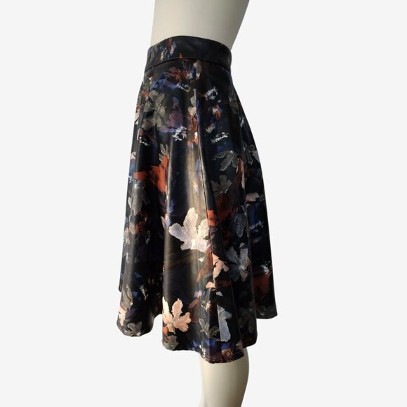Amee Hanke Black Printed PU Leather High Waisted Fit and Flare Skirt XL - Picture 4 of 8